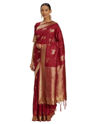 Generic Women's Banarasi Silk Saree (Red, 5-6mtrs)