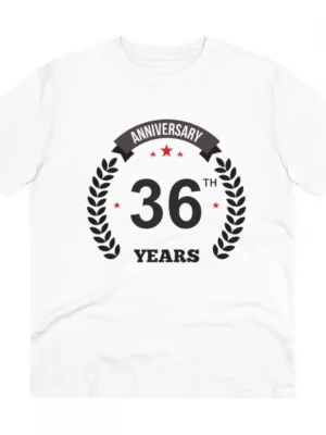 Generic Men's PC Cotton 36th Anniversary Printed T Shirt (Color: White, Thread Count: 180GSM)