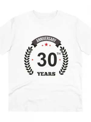 Generic Men's PC Cotton 30th Anniversary Printed T Shirt (Color: White, Thread Count: 180GSM)