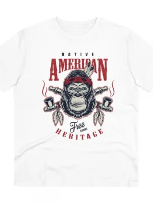 Generic Men's PC Cotton Gorila Desing Printed T Shirt (Color: White, Thread Count: 180GSM)