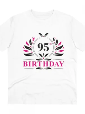 Generic Men's PC Cotton 95th Birthday Printed T Shirt (Color: White, Thread Count: 180GSM)