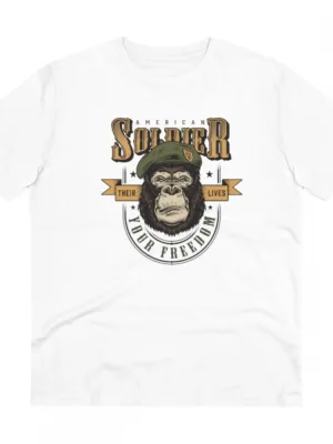 Generic Men's PC Cotton Gorila Desing Printed T Shirt (Color: White, Thread Count: 180GSM)