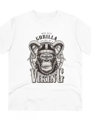 Generic Men's PC Cotton Gorila Desing Printed T Shirt (Color: White, Thread Count: 180GSM)