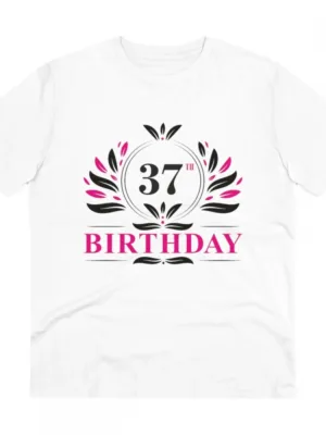 Generic Men's PC Cotton 37th Birthday Printed T Shirt (Color: White, Thread Count: 180GSM)