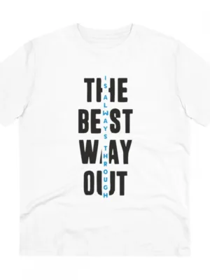Generic Men's PC Cotton The Best Way Out Printed T Shirt (Color: White, Thread Count: 180GSM)