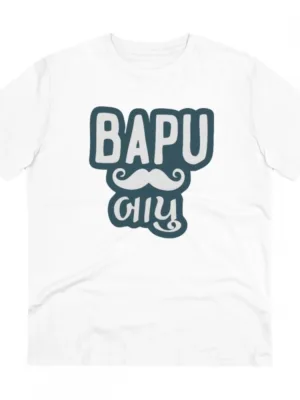 Generic Men's PC Cotton Baapu Printed T Shirt (Color: White, Thread Count: 180GSM)