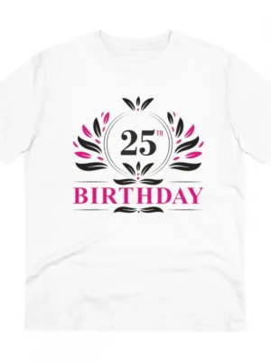 Generic Men's PC Cotton 25th Birthday Printed T Shirt (Color: White, Thread Count: 180GSM)