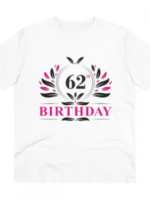 Generic Men's PC Cotton 62nd Birthday Printed T Shirt (Color: White, Thread Count: 180GSM)