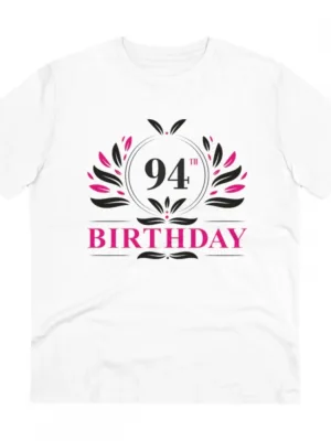 Generic Men's PC Cotton 94th Birthday Printed T Shirt (Color: White, Thread Count: 180GSM)