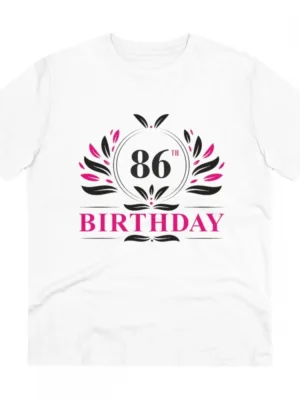 Generic Men's PC Cotton 86th Birthday Printed T Shirt (Color: White, Thread Count: 180GSM)