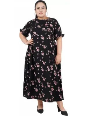 Generic Women's Maxi Black Dress (Color:Black, Material:Poly Crepe)