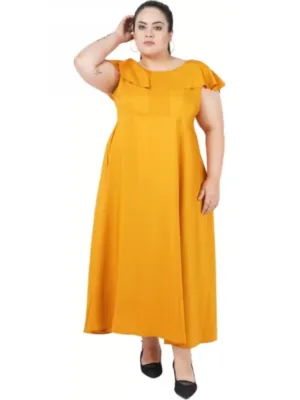 Generic Women's Fit And Flare Yellow Dress (Color:Yellow, Material:Polyester)
