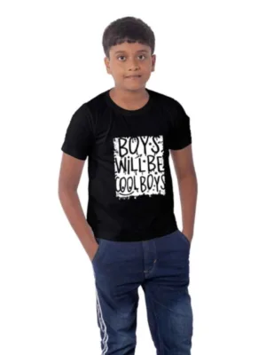Generic Boys Cotton Will Be Cool Half Sleeve TShirt (Black)
