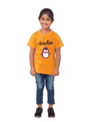 Generic Girls Cotton Adelie Half Sleeve TShirt (Mustard)
