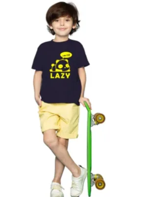 Generic Boys Cotton Lazy Half Sleeve TShirt (Black)