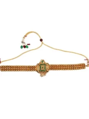 Generic Women's Elegent And Modern Gold Plated Chowker Set (Green, Free Size)