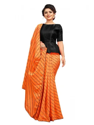 Generic Women's Vichitra Saree with Blouse (Orange, 5-6 Mtrs)