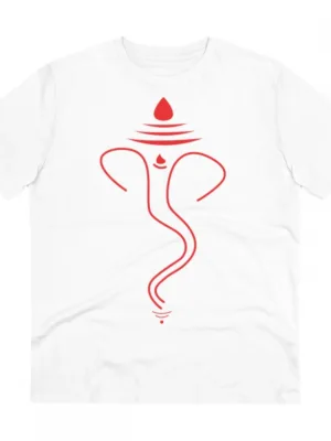 Generic Men's PC Cotton Ganesh Printed T Shirt (Color: White, Thread Count: 180GSM)
