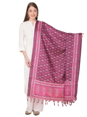 Generic Women's Art Silk Printed Dupatta (Purple, Length: 2.25 to 2.50 Mtr)
