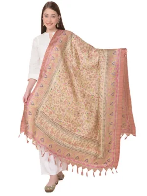 Generic Women's Art Silk Printed Dupatta (Pink, Length: 2.25 to 2.50 Mtr)