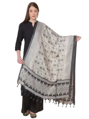 Generic Women's Art Silk Printed Dupatta (Multicolored, Length: 2.25 to 2.50 Mtr)