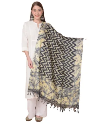 Generic Women's Art Silk Printed Dupatta (Black, Length: 2.25 to 2.50 Mtr)