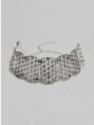 Generic Women's Rose Gold Plated Alloy Choker (Silver)