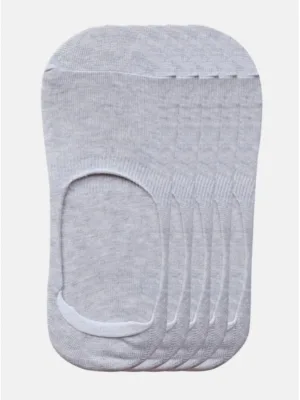 Generic 5 Pairs Unisex Casual Cotton Blended Solid No-show Socks (Light Grey)