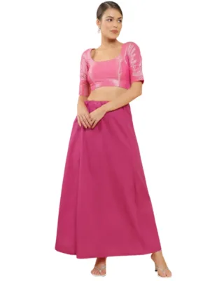 Generic Women's Cotton Solid Free Size Petticoat (Pink)