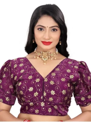 Generic Women's Jimmy Choo Embroidery Readymade Blouse (Purple, Size: Free Size)