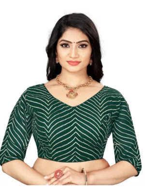 Generic Women's Georgette Embroidery Readymade Blouse (Green, Size: Free Size)