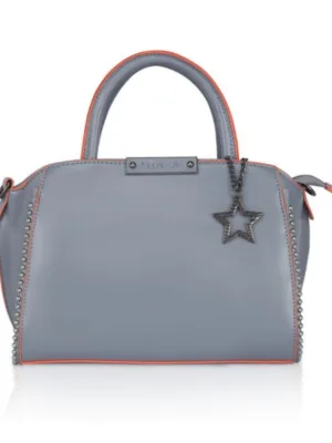 Generic Women's Faux Leather Metal Beads Handbag (Grey)