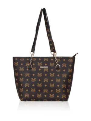 Generic Women's Faux Leather Printed Tote Bag (Brown)
