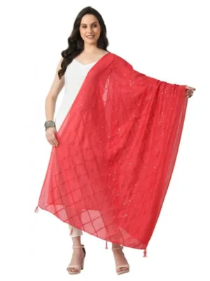 Generic Women's Chanderi Self Design Dupatta (Rani, Length: Free Size)