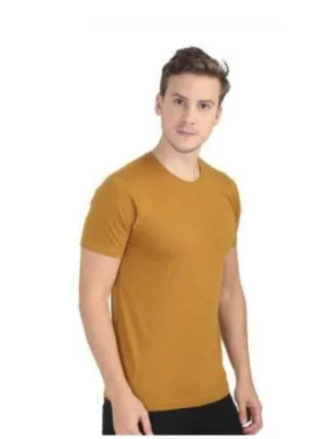 Generic Men's Casual Short Sleeves Cotton Round Neck T-shirt (Mustard)