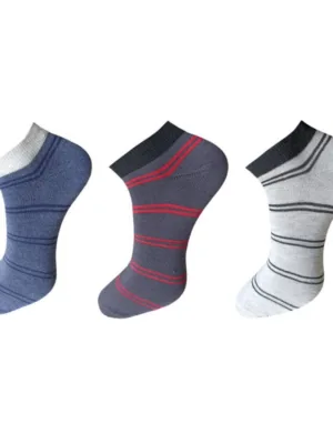 Generic 3_Pair Set Unisex Casual Cotton Striped Ankle Length Socks (Multicolor)