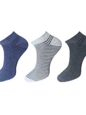 Generic 3_Pair Set Unisex Casual Cotton Striped Ankle Length Socks (Multicolor)