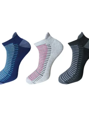 Generic 3_Pair Set Unisex Casual Cotton Striped Ankle Length Socks (Multicolor)