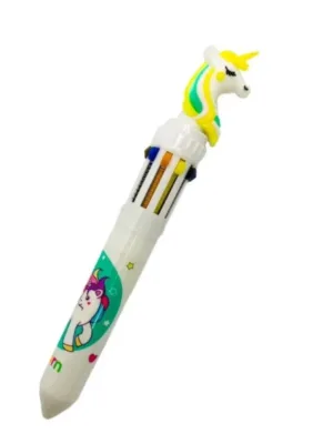 Pack Of_3 Unicorn  Cartoon character 10 in 1 Multicolour Ink Ballpoint Pen | Plastic | Stationery | 3+ Years