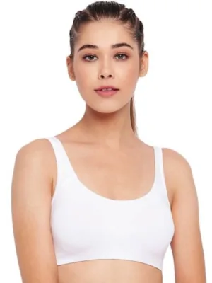 Enamor SB06 Women's Cotton Low Impact Non-Padded, Non-Wired, High-Coverage Bra (White)