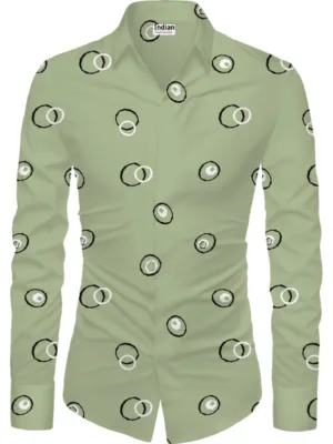 Generic Men's Casual Floral Printed Cotton Blend Unstitched Shirt Fabric 1.6 Mtrs (Green)