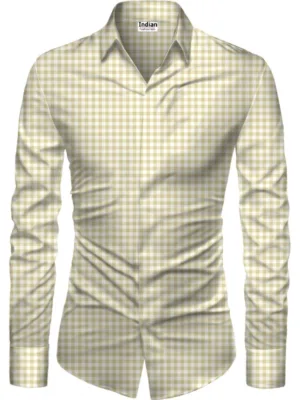 Generic Men's Casual Floral Printed Cotton Blend Unstitched Shirt Fabric 1.6 Mtrs (Beige)