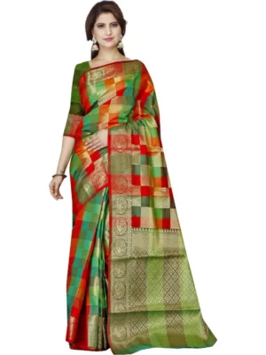 Generic Women's Jacquard Woven Saree With Unstitched Blouse 5.5Mtr (Green)