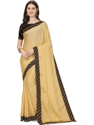 Generic Women's Chiffon Self Design Saree With Unstitched Blouse 5.5Mtr (Yellow)