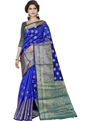 Generic Women's Jacquard Woven Saree With Unstitched Blouse 5.5Mtr (Multicolor)