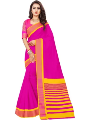 Generic Women's Jacquard Woven Saree With Unstitched Blouse 5.5Mtr (Pink)