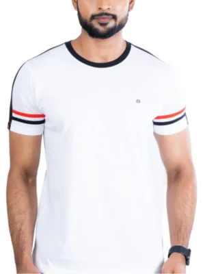 Generic Men's Casual Cotton Printed Round Neck Half Sleeve T-Shirt (White)