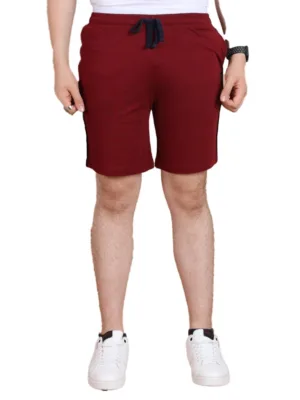 Generic Men's Casual Cotton Striped Above knee Shorts (Maroon)