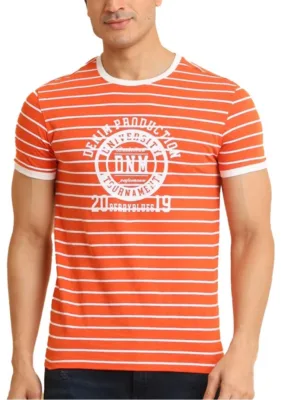 Generic Men's Casual Cotton Printed Round Neck Half Sleeve T-Shirt (Rust)