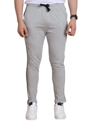 Generic Men's Casual Cotton Striped Full Length Track Pant (Greymelange)